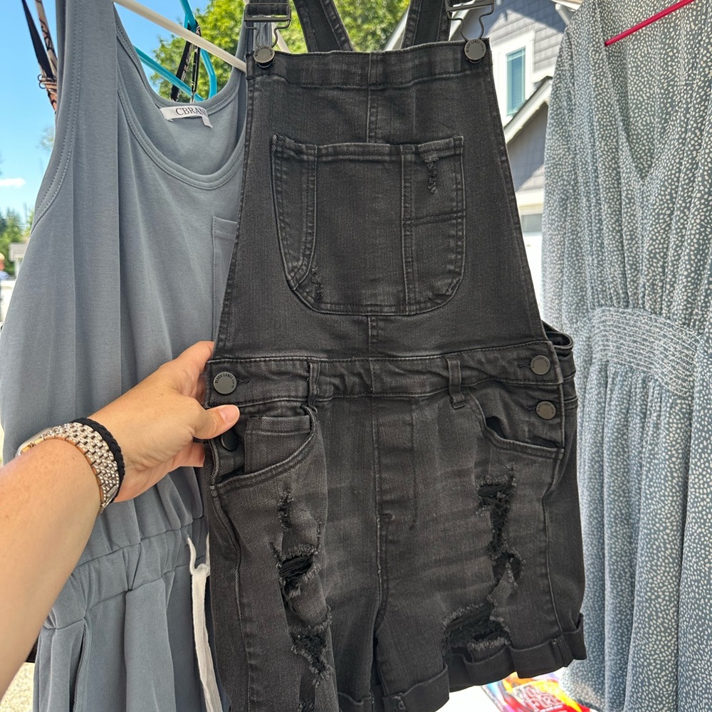 Black Label Charcoal Denim Overalls